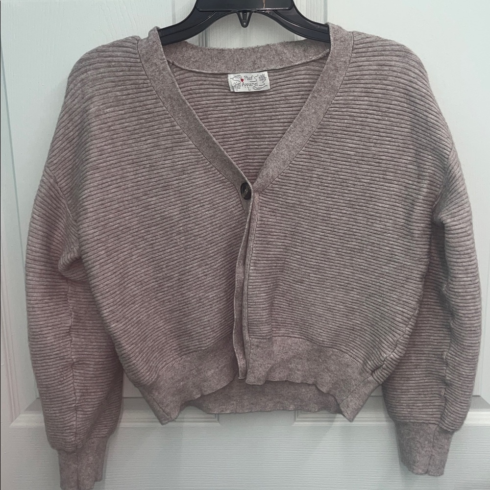 Brown V-Neck Button-Up Women's Sweater